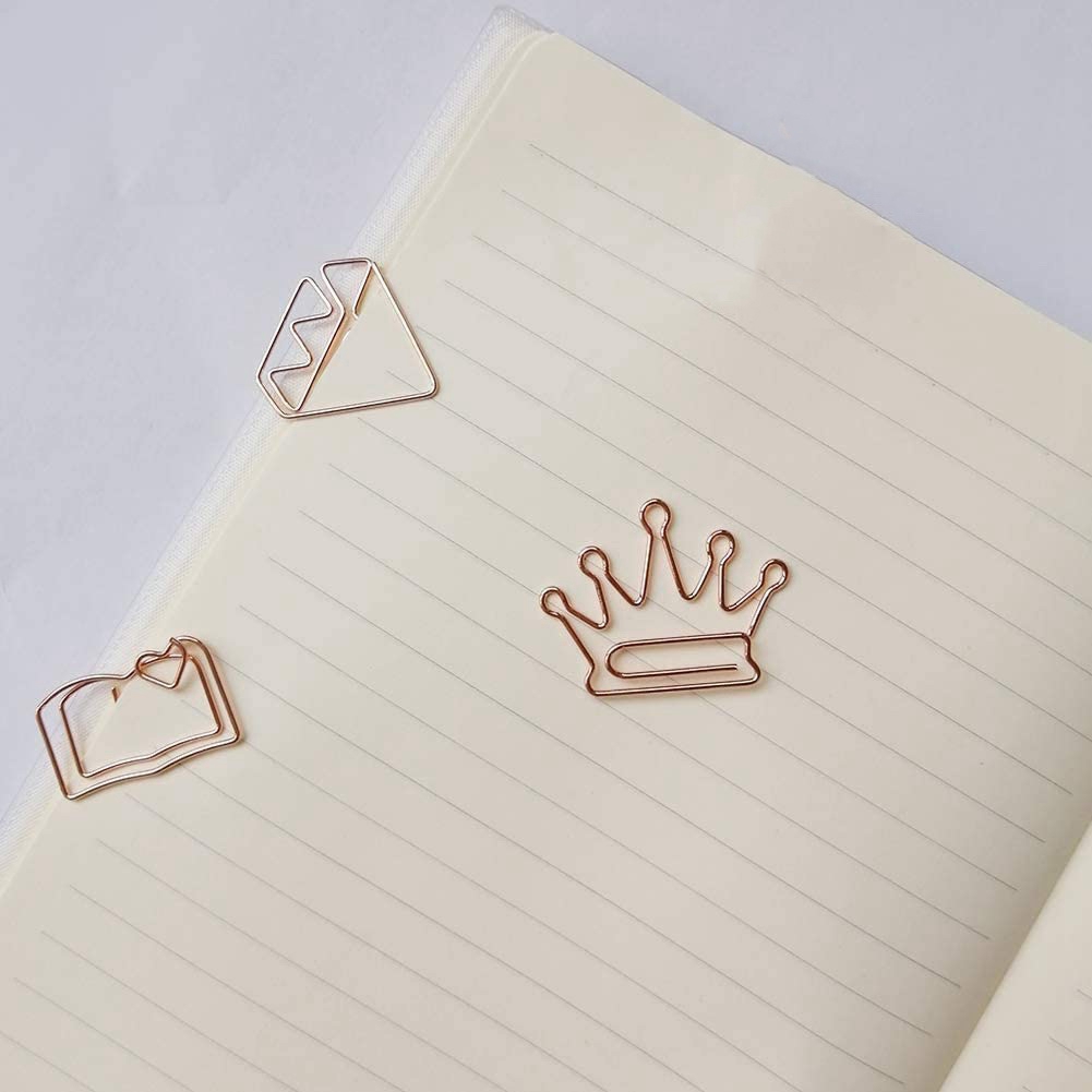 35 Pcs Cute Paper Clips, Paper Clips in The Shape of A Love Diamond Crown-Funny Bookmark Marker Clip for Office School, Boy's, Size: Large, Gold
